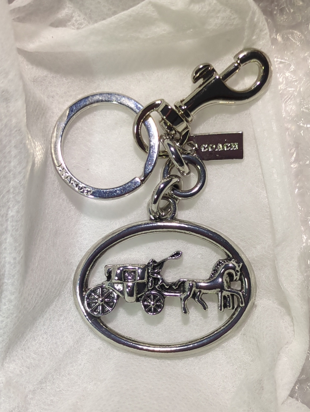Coach Silver Horse & Carriage Oval Keyring NWOT NOW ONLY $110 - Picture 3 of 4